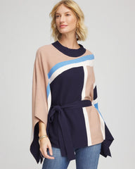 Chico's Clothing Belted Colorblock Poncho
