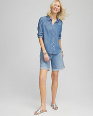 Chico's Clothing Girlfriend Cuffed Swing Denim Shorts