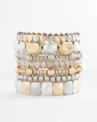 Chico's Jewelry Mixed-Metal Matte Square Stretch Bracelet