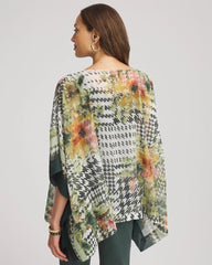Chico's Accessories Printed Crinkle-Chiffon Pullover Poncho