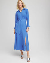 Chico's Petites Belted Split Hem Maxi Shirtdress