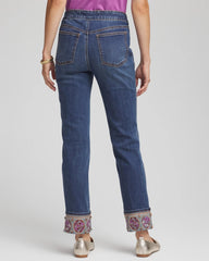 Chico's Petites Petite Embellished Pull-On Slim Ankle Jeggings