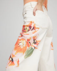 Chico's Petites Petite Floral High-Rise Wide-Leg Cropped Jeans