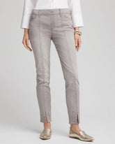 Chico's Petites Petite Silver Pull-On Slim Ankle Jeggings