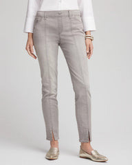 Chico's Petites Petite Silver Pull-On Slim Ankle Jeggings