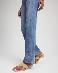 Chico's Petites Petite Appliqué High-Rise Wide-Leg Jeans