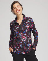 Chico's Collections Zenergy® UPF Floral Half-Zip Pullover Top