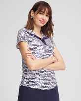 Chico's Collections Zenergy® UPF Dots Mockneck Short-Sleeve Top