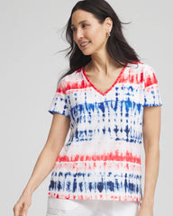 Chico's Collections Zenergy® Americana Tie-dye V-Neck Tee