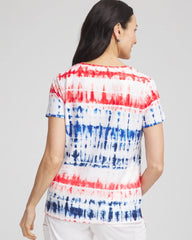 Chico's Collections Zenergy® Americana Tie-dye V-Neck Tee
