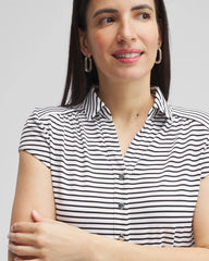 Chico's Collections Zenergy® UPF Stripe Cap Sleeve Polo