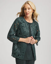 Chico's Collections Travelers™ Collection Faux Leather Floral Jacket