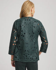 Chico's Collections Travelers™ Collection Faux Leather Floral Jacket