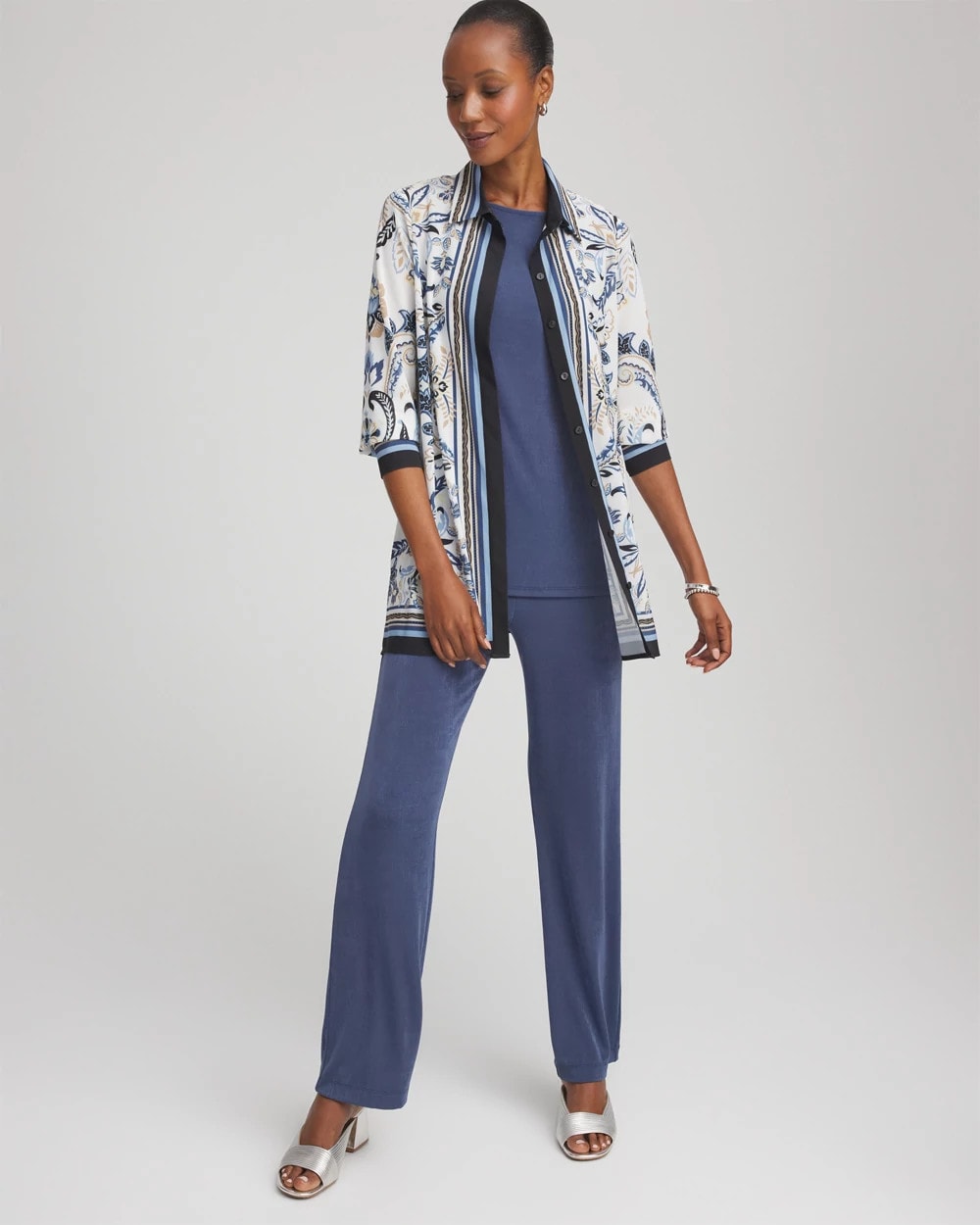 Chico's Collections Travelers™ Collection Paisley Mesh Shirt Jacket