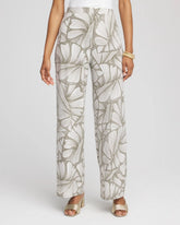 Chico's Collections Travelers™ Abstract Leaf Print Knit Wide-Leg Pants