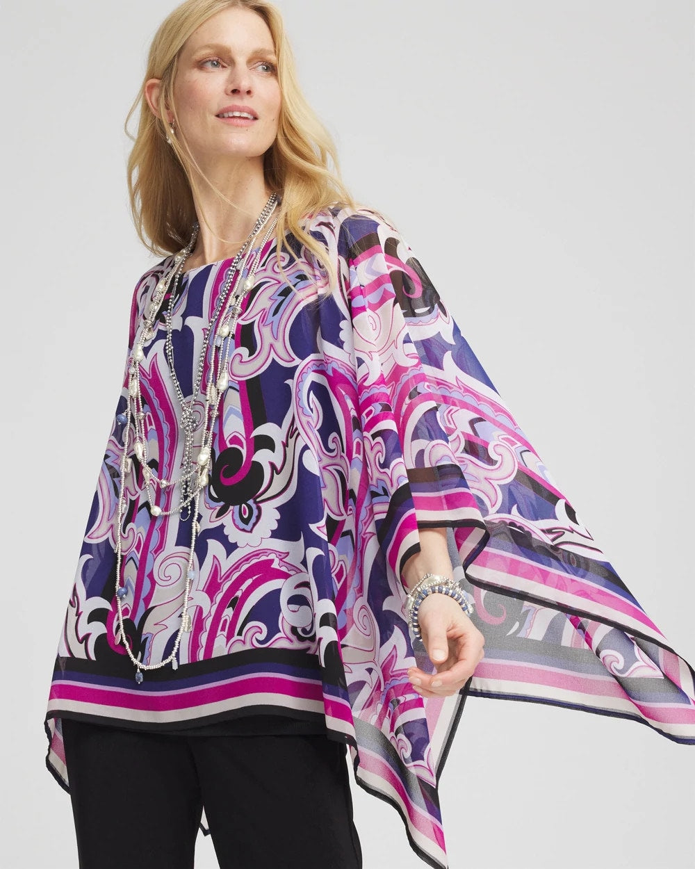 Chico's Collections Travelers™ Paisley Chiffon Layered Top