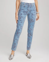 Chico's Collections Girlfriend Slim Ankle Flocked Jeans