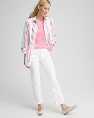 Chico's Collections Girlfriend Frayed Cropped No Stain Jeans