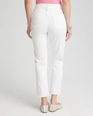 Chico's Collections Girlfriend Frayed Cropped No Stain Jeans