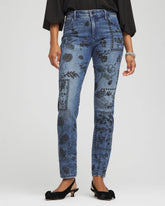 Chico's Collections Mixed-Media Girlfriend Slim Ankle Jeans