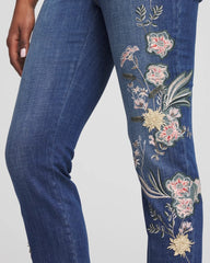 Chico's Collections Appliqué Girlfriend Slim Ankle Jeans