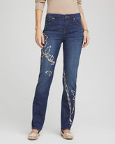 Chico's Collections Sequins Rose Girlfriend Slim-Leg Jeans