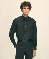 Black Fleece Pleated Londoner Collar Tuxedo Shirt in Sea Island Cotton