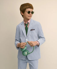 Boys Prep Stretch Cotton Seersucker Suit Jacket