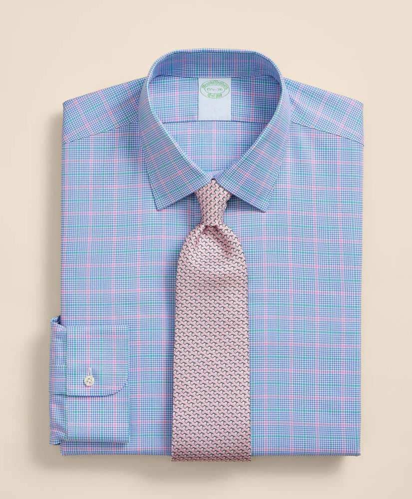 Brooks Brothers Explorer Collection Non-Iron Twill Ainsley Collar, Check Dress Shirt