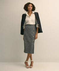 Buttoned Column Knit Skirt
