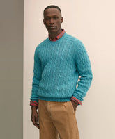 Cable Crewneck Sweater in Shetland Wool