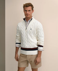 Cable Knit Tennis Quarter-Zip Sweater in Supima