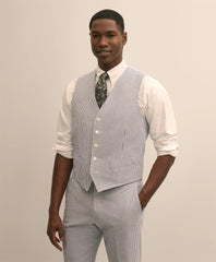 Classic Fit Cotton Blend Seersucker Vest