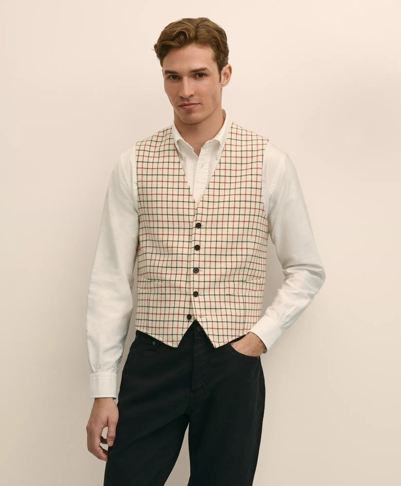 Classic Fit Wool Tattersall Suit Vest