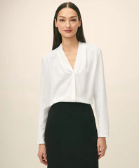 Concealed-Placket Blouse in Crepe