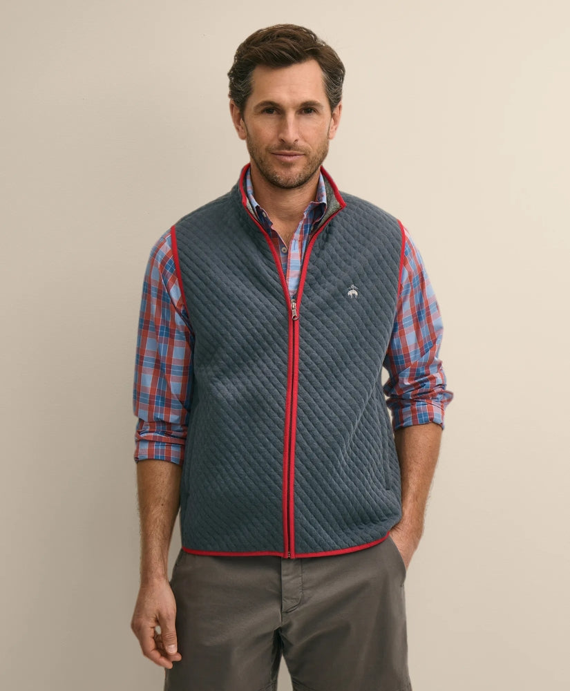 Cotton-Blend Diamond-Quilted Full-Zip Vest