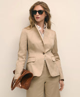 Cotton Blend Sateen Single-Button Peak Lapel Jacket