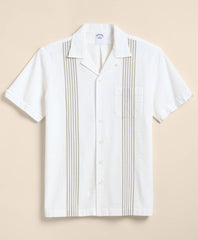 Cotton Blend Seersucker Camp Collar Shirt