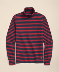 Cotton Blend Striped Turtleneck