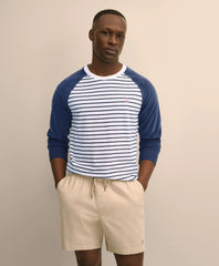 Cotton Blend Terry Cloth Stripe Sweatshirt