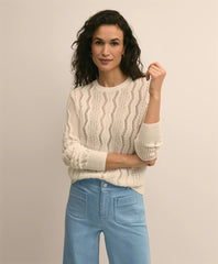 Cotton Cable-Knit Cropped Sweater
