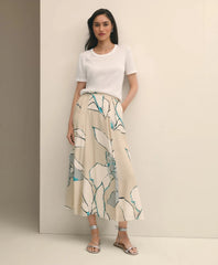 Flare Midi Skirt In Abstract Print