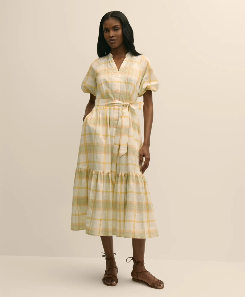 Cotton Madras Maxi Shirt Dress
