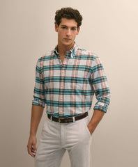 Cotton Madras Polo Button-Down Collar Shirt