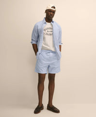 Cotton Oxford Stripe Lounge Shorts