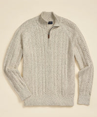 Cotton Quarter-Zip Mouline Fisherman Military Sweater