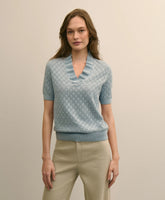 Cotton Viscose Short-Sleeve Ruffle Sweater
