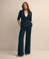 Crepe Double-Breasted Collarless Jacket