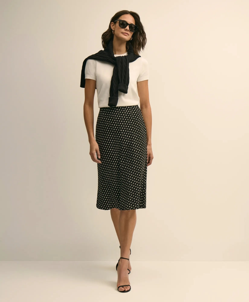 Dot-Print Slip Skirt