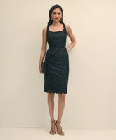 Floral Lace Overlay Sheath Dress